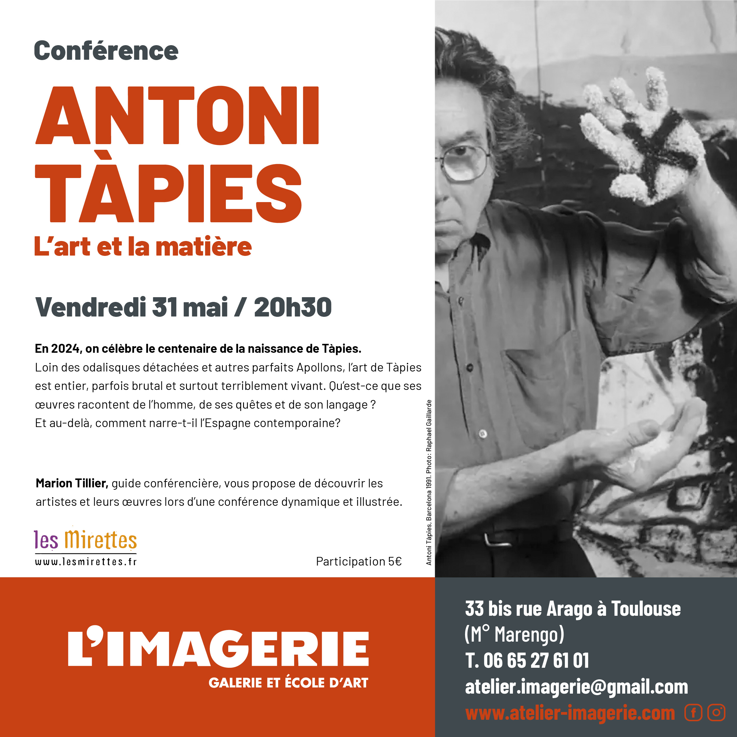 Lire la suite à propos de l’article Conférence le Vendredi 31 mai à 20h30 à la Galerie l’Imagerie à Toulouse